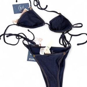 Aerie Women's Navy and Blue Bikinis-and-tankini-sets